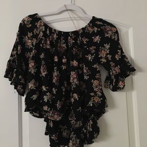 Black floral blouse